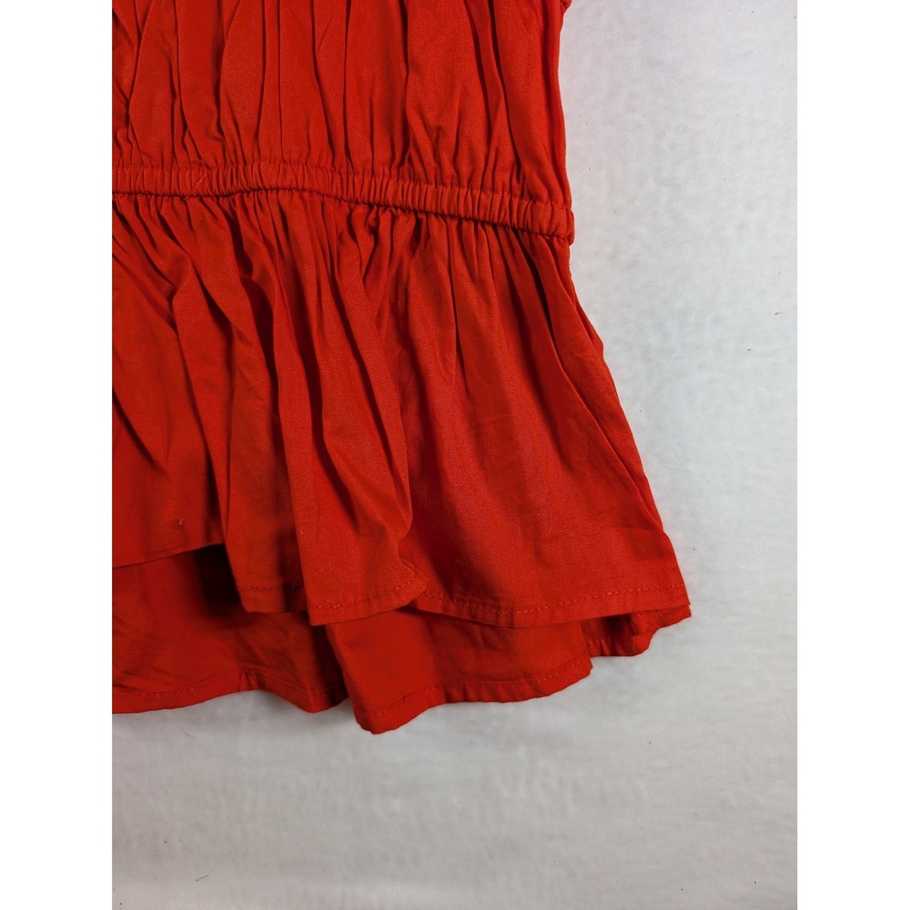 Sim & Sam Red Smocked Peplum Tank Top Cotton Tie Front Cottagecore Womens Medium - Picture 4 of 7